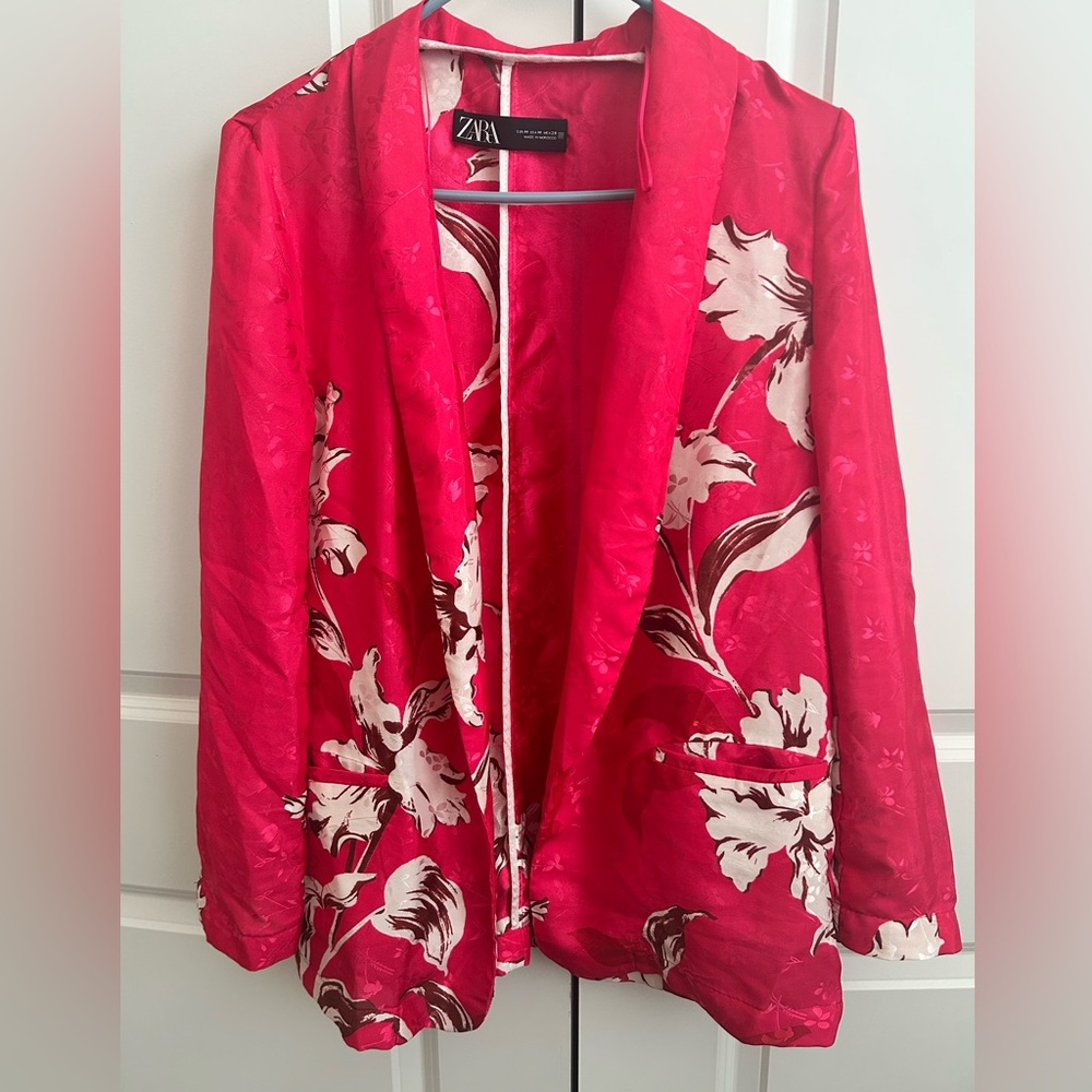 BLOGGERS FAV ZARA FLORAL PRINTED BELTED KIMONO BLAZER JACKET